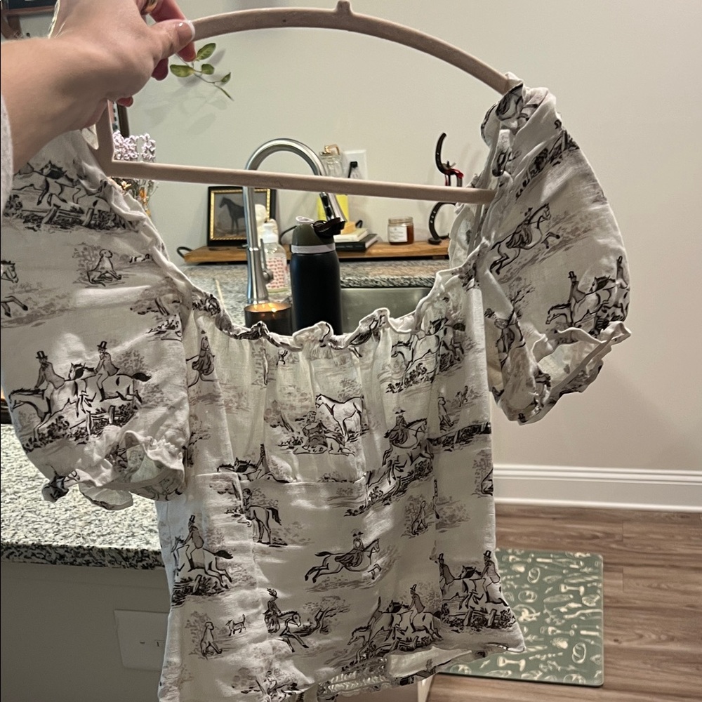 Western Vintage Reformation Cream Printed Off-Shoulder Blouse